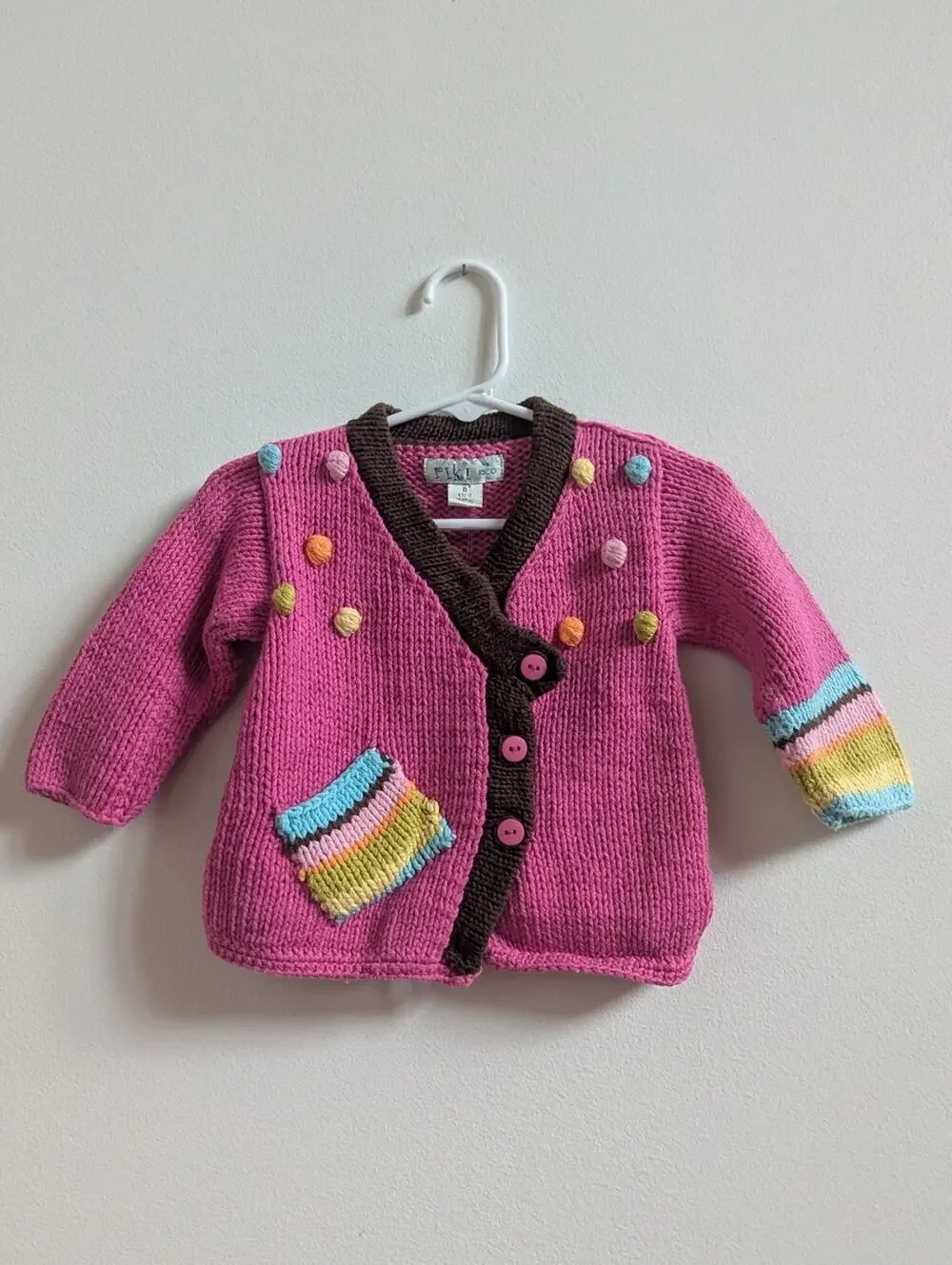 Vtg Riki by Rico 6m Pink Sweater Cardigan Casual
